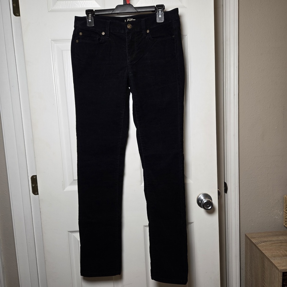 Ann Taylor Loft Corduroy Pants Sz 4/27 Modern Straight Leg Black Casual Everyday